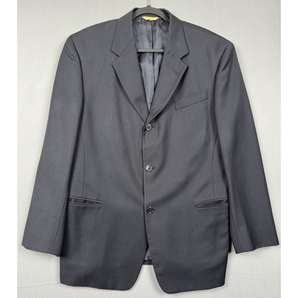 Vintage Blazer Jacket Mens 40R Blue 100% Wool Italy Sport‎ Coat Donna Karan Y2K